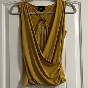 Iz Byer Mustard Draped Women's Blouse
